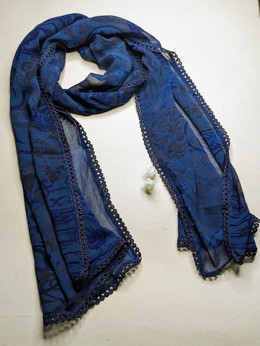 OMVAI Abstract Beauty Chiffon Stole - Blue