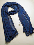 OMVAI Abstract Beauty Chiffon Stole - Blue