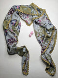 OMVAI Iris Flower Crepe Silk Scarf -  Multicolor