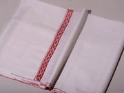 PALLA BORDER Gracious Hand Embroidered Stole - Pearl white Red