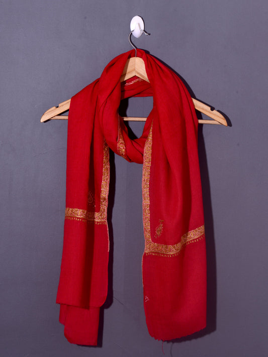 PALLA BUTI Magnificent Hand Embroidered Stole - Red