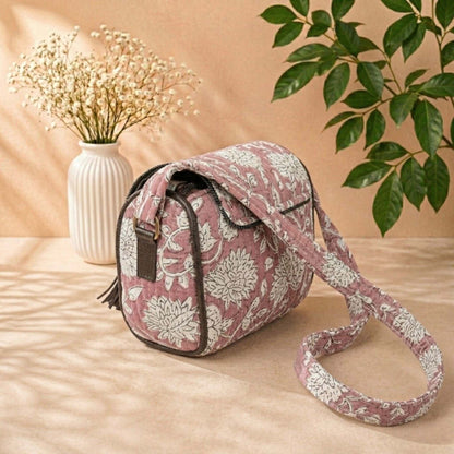 Rosewood Bloom – OMVAI Quilted Cotton Sling Bag