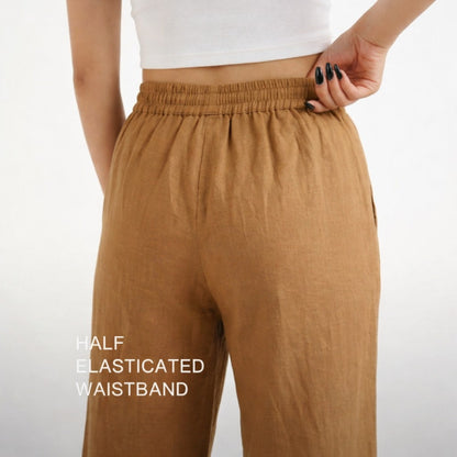 OMVAI Brown Cotton Pants : Relaxed Fit, Breathable & Comfortable
