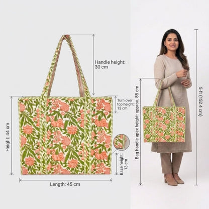 OMVAI Coral Garden Premium Quilted Cotton Tote Bag