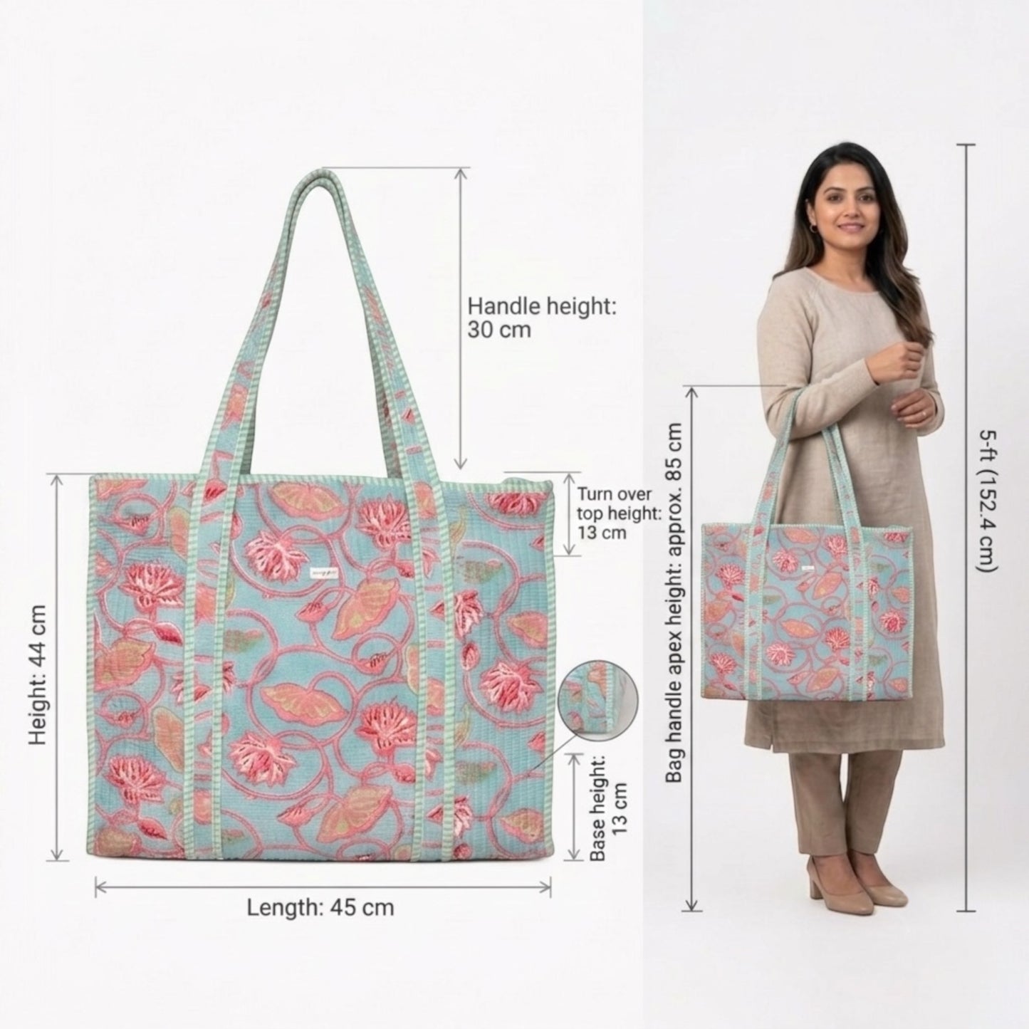 Mint Lotus - Premium OMVAI Quilted Tote Bag