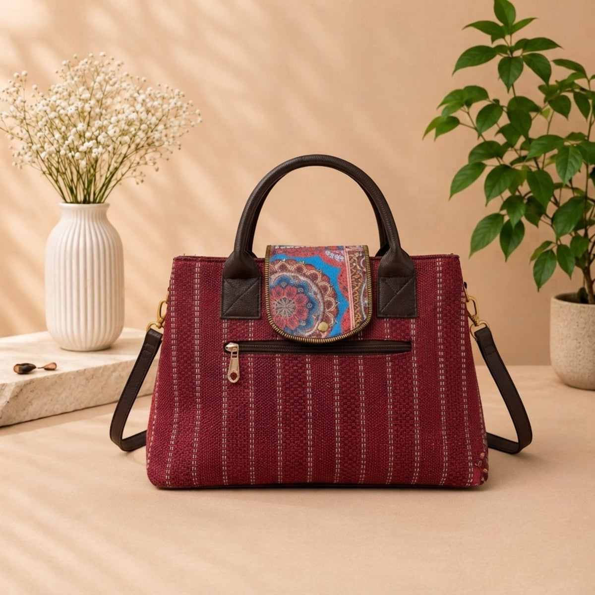 OMVAI Heritage 2-Piece Handbag Set – Ruby Royale