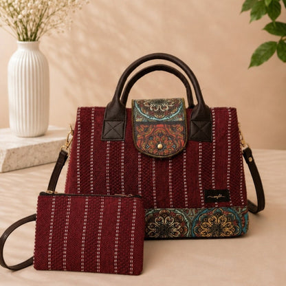 OMVAI Heritage 2-Piece Handbag Set – Ruby Royale
