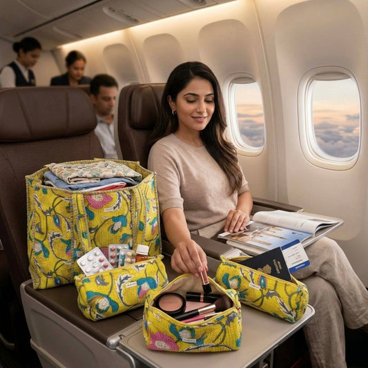 Sunshine Floral Quilted Cotton Tote Bag Set (4-Pieces) | Handcrafted & Light-Weight