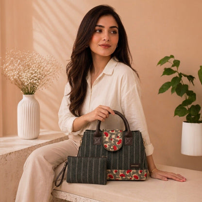 OMVAI Heritage 2-Piece Handbag Set – Midnight Blossom