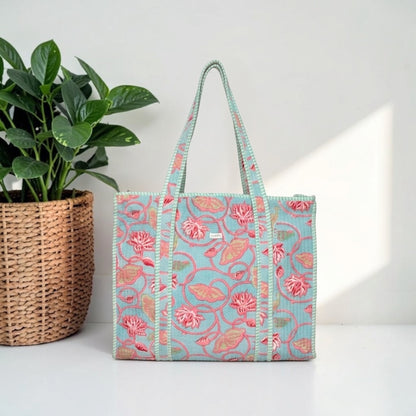 Mint Lotus - Premium OMVAI Quilted Tote Bag