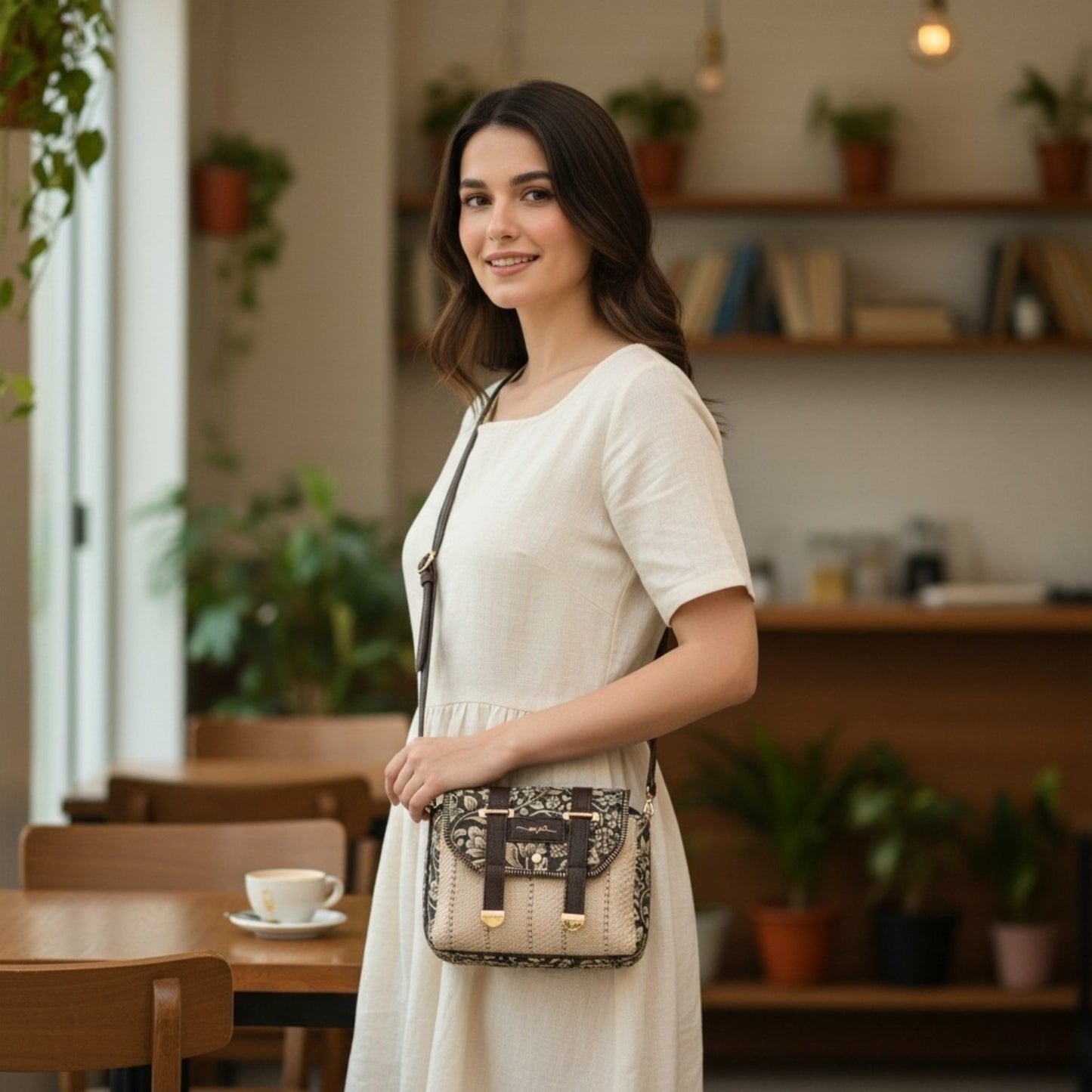 Noor Blossom – OMVAI Premium Sling Bag