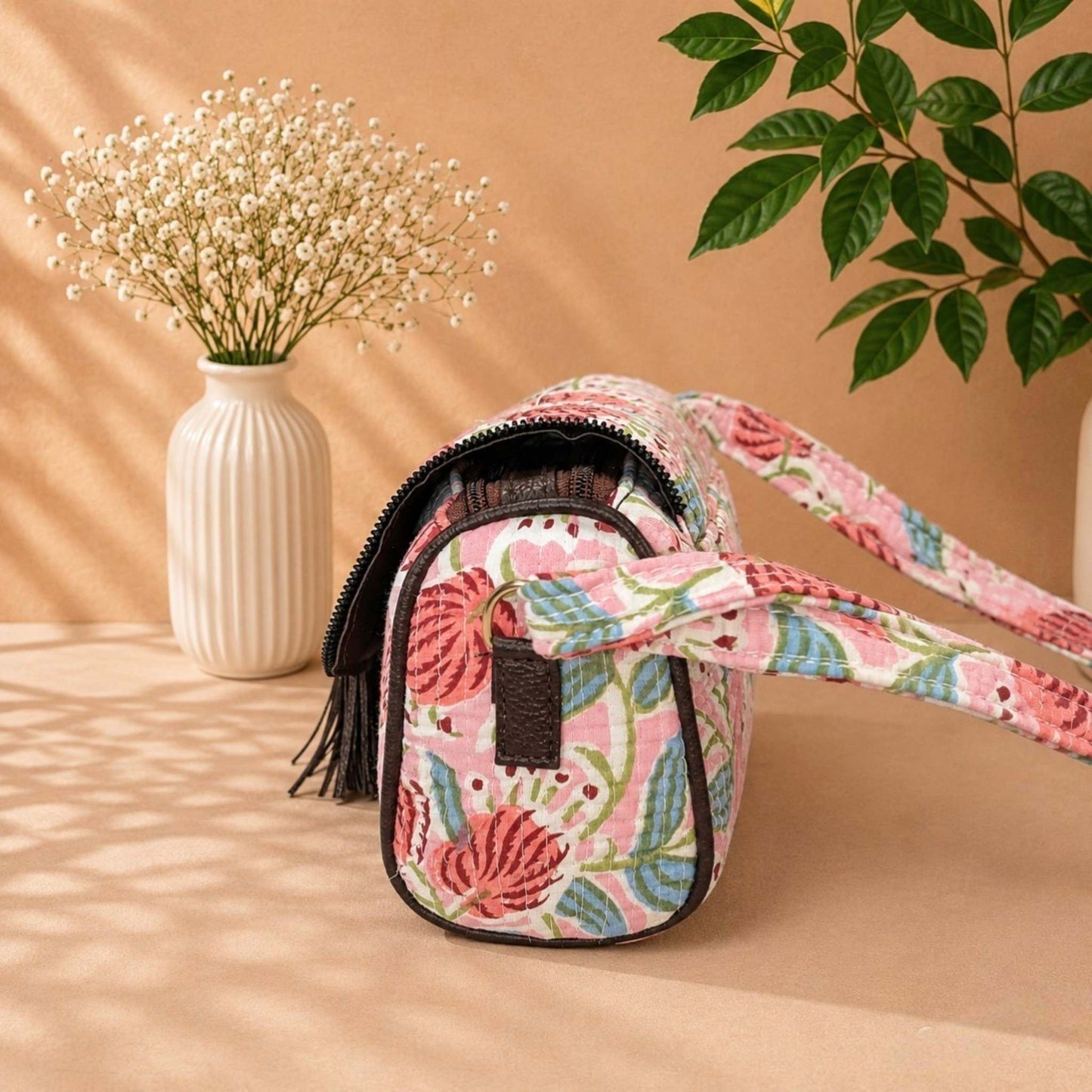 Rose Bloom – OMVAI Quilted Cotton Sling Bag