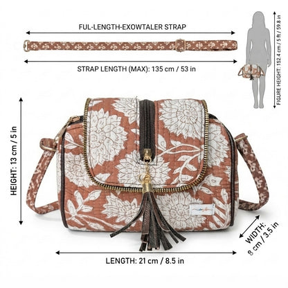 Rosewood Bloom – OMVAI Quilted Cotton Sling Bag