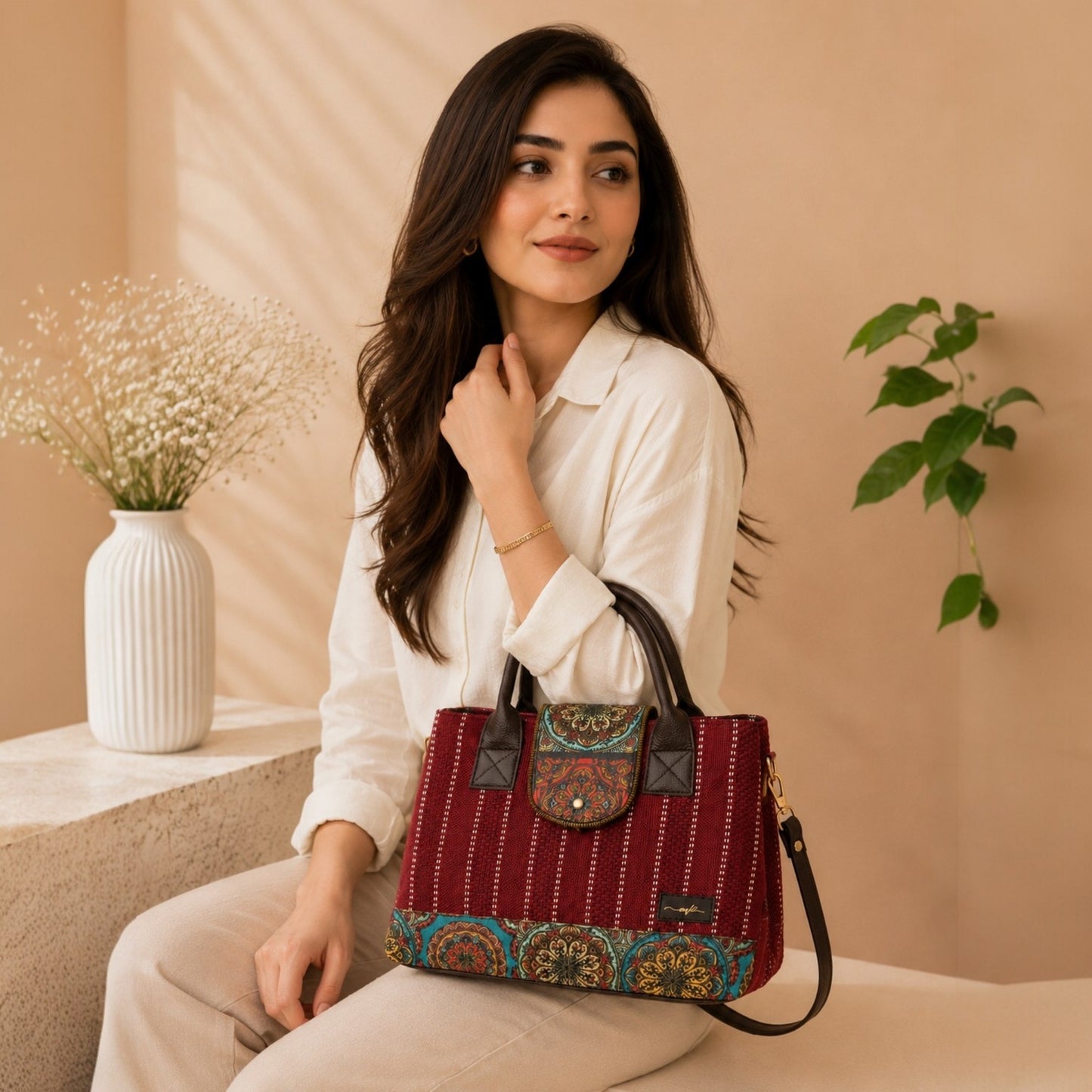 OMVAI Heritage 2-Piece Handbag Set – Ruby Royale