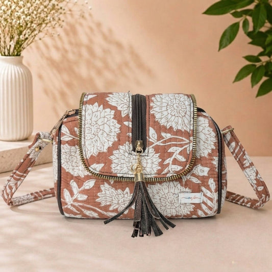 Rosewood Bloom – OMVAI Quilted Cotton Sling Bag