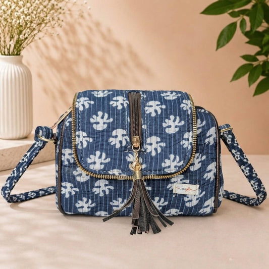 Indigo Ikat – OMVAI Quilted Cotton Sling Bag