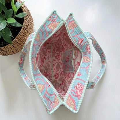 Mint Lotus - Premium OMVAI Quilted Tote Bag