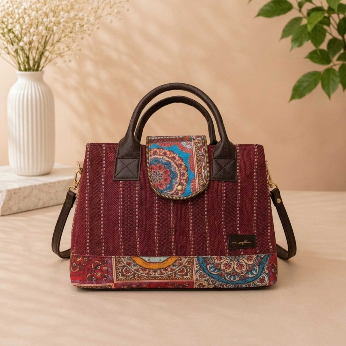 OMVAI Heritage 2-Piece Handbag Set – Ruby Royale