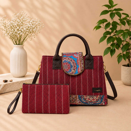 OMVAI Heritage 2-Piece Handbag Set – Ruby Royale