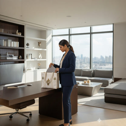 White Handblock Buti Cotton Tote Bag | Handcrafted & Lightweight