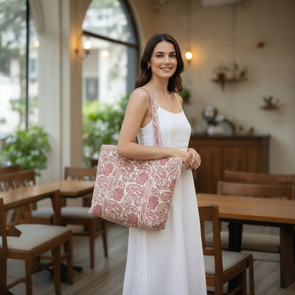 The Dusty Rose - Premium Quilted Cotton Tote Bag