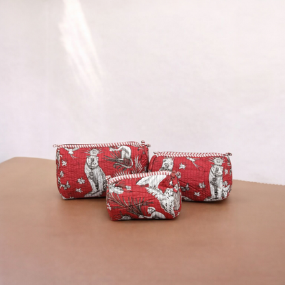 Red Handcrafted Quilted Tote Bag Set (4-Piece) | Everyday, Travel & Gifting