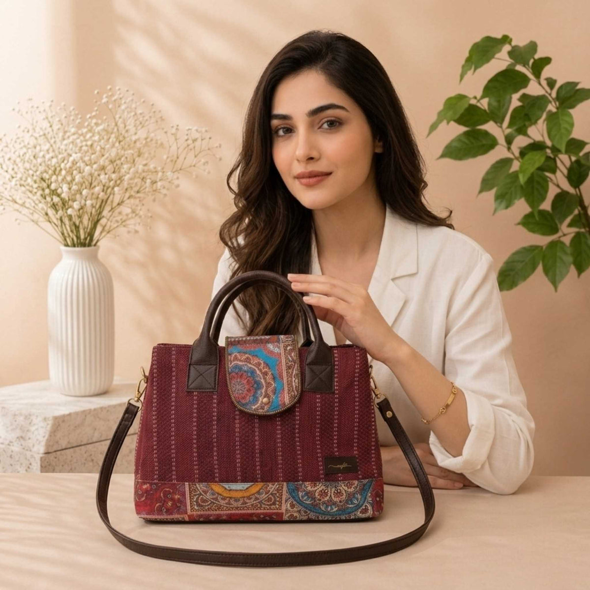 OMVAI Heritage 2-Piece Handbag Set – Ruby Royale