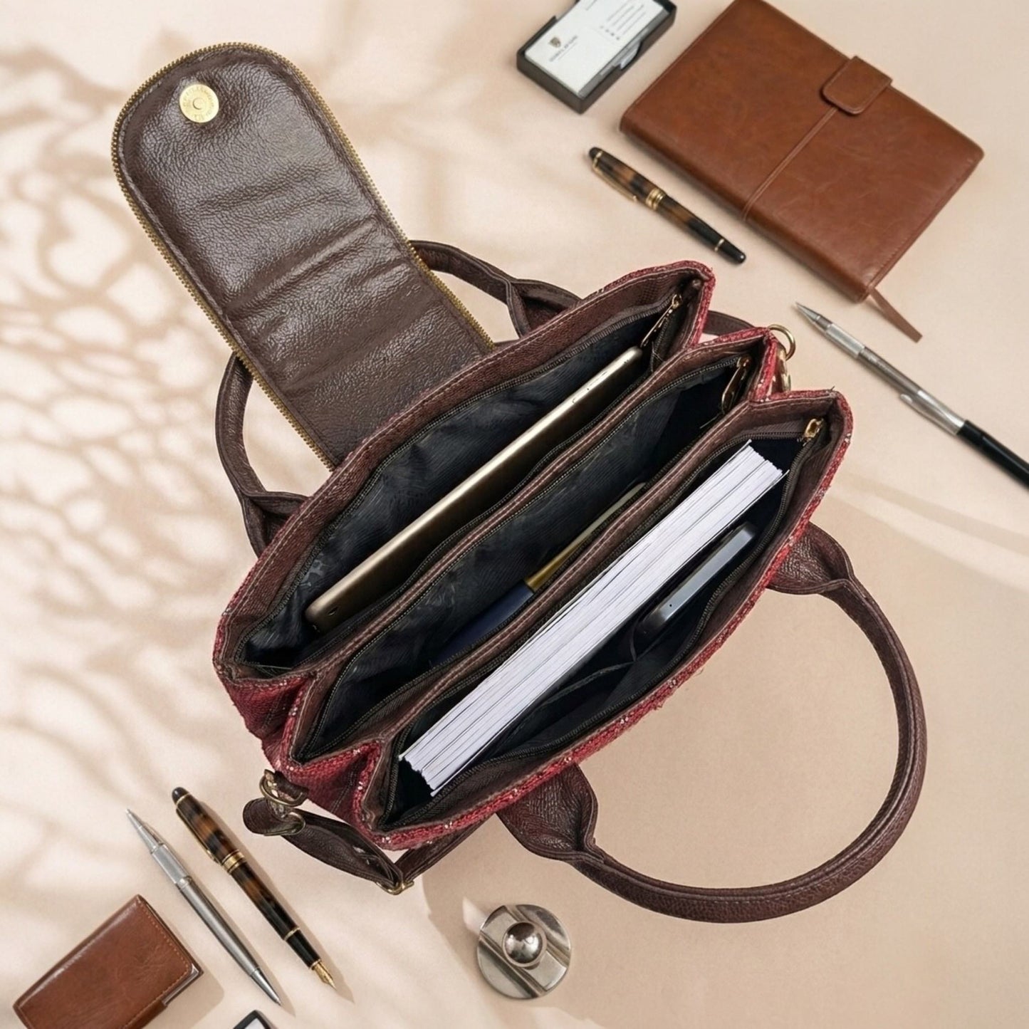 OMVAI Heritage 2-Piece Handbag Set – Ruby Royale
