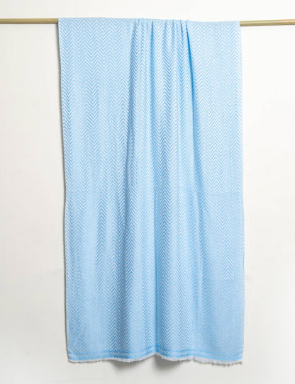 Zig Zag Patterned Super Soft Woolen Muffler | Sky Blue