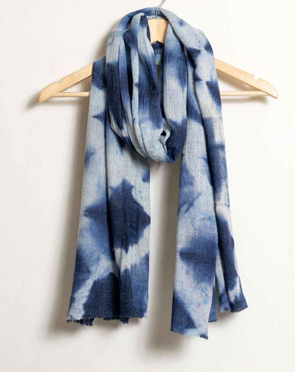 Tie and Dye Star Light Pattern Super Soft Woolen Muffler For Man | Blue