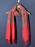THE PAISLEY BUTA JAAL Exquisite Machine Embroidered Stole - Blush Coral with Multicolor Paisley