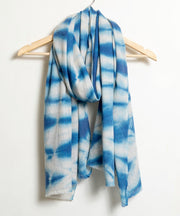 Tie and Dye  Random Pattern  Super Soft Woolen Muffler - Sky