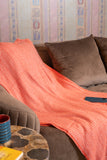 OMVAI Zig Zag Patterned Woven Throw Blanket / Comforter Orange