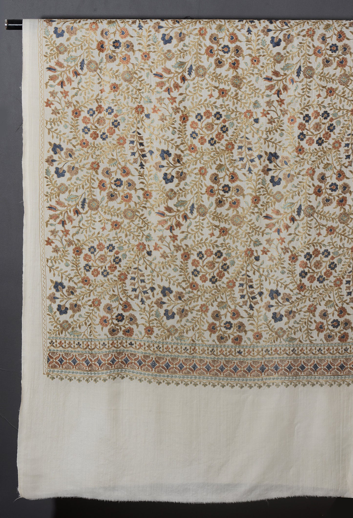 Zoon Exquisite Embroidered Stole - Ivory White