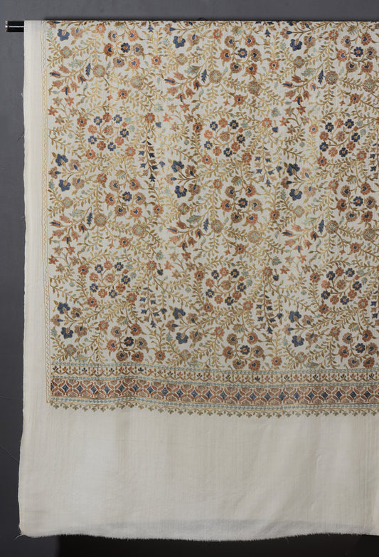 Zoon Exquisite Embroidered Stole - Ivory White