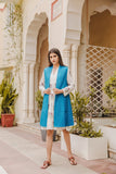 OMVAI Quilted Silk Women's Half Reversible Jacket - Turquoise
