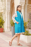 OMVAI Quilted Silk Women's Half Reversible Jacket - Turquoise