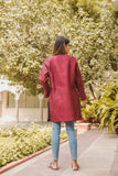 OMVAI Quilted Silk Women's Full Reversible Jacket - Rich Burgundy