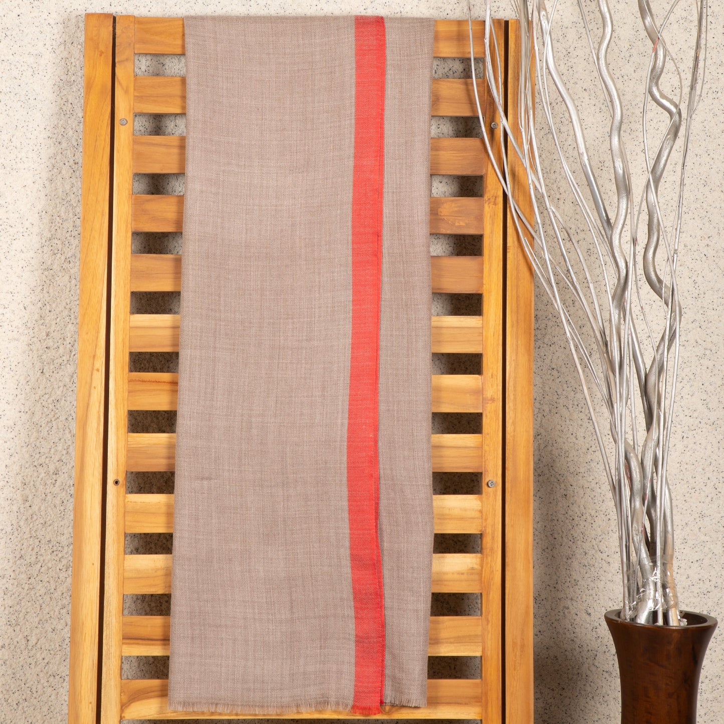 Striped Border Pashmina  - Blush
