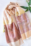 OMVAI Royal Jacquard with Intricate Kashmiri Border Modal Stole Sand