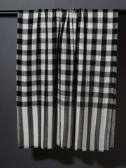 Gingham Checks Kashmiri   Patterned Pashmina Stole -Black and White checks