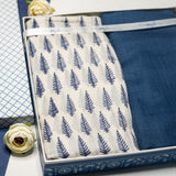 OMVAI Exclusive Hand Block Patterned Pashmina Wrap and Solid Pashmina Combo Gift Set in Pure wool (Set of 2 - For HIM and for HER)