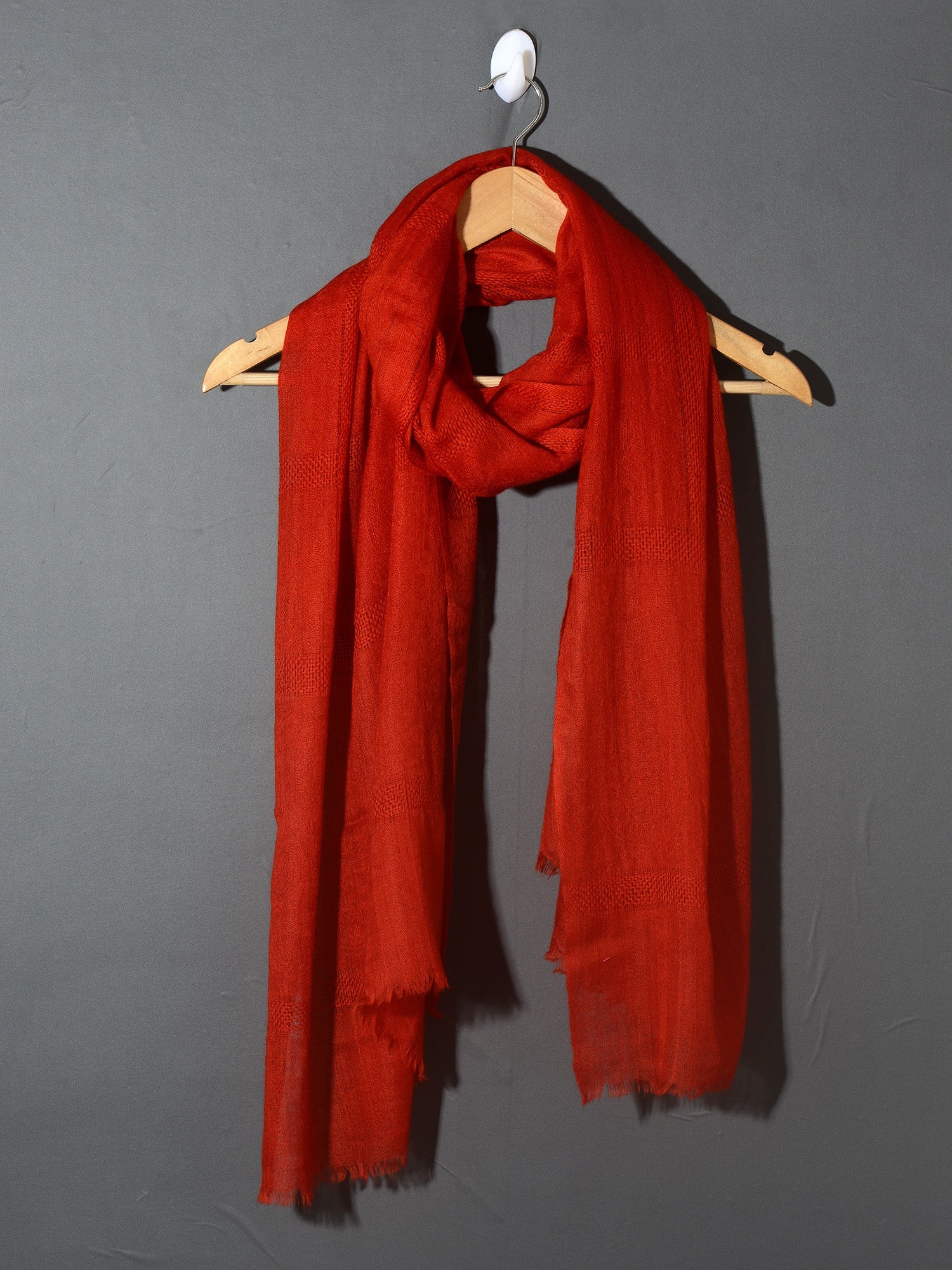 Net Weave Super Soft Cashmere Stole - Crimson Red