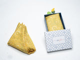 OMVAI Silk Pocket Square Pastel Florets Buttercup Yellow