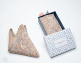 OMVAI Silk Pocket Square Pastel Florets Lilac Peach