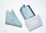 OMVAI Silk Pocket Square - Magic Squares in Sky Ash