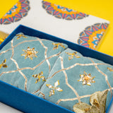 OMVAI Royal Cushion Cover Set in Gota Patti (Blue)
