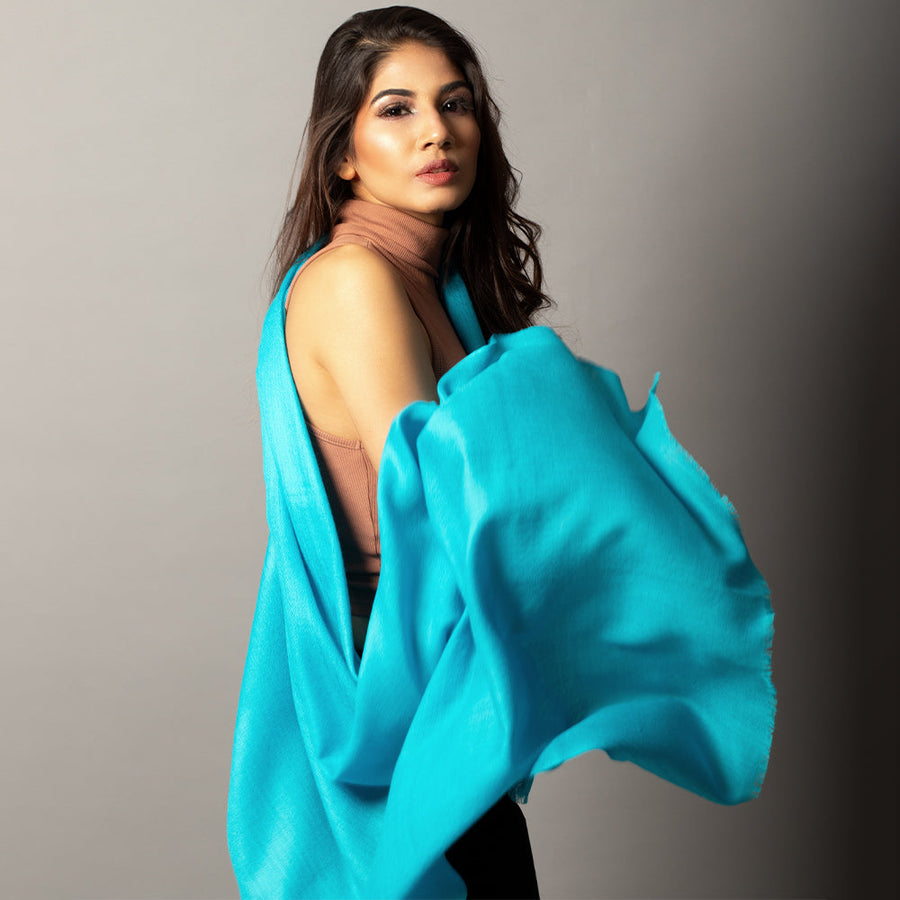 POWDER BLUE Solid Pashmina