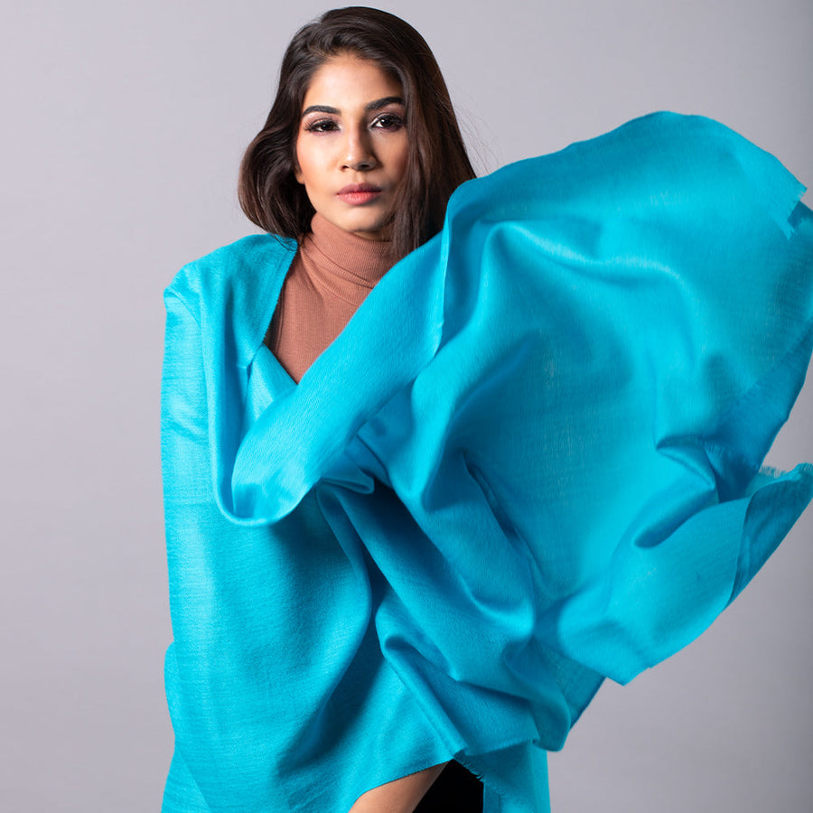 POWDER BLUE Solid Pashmina