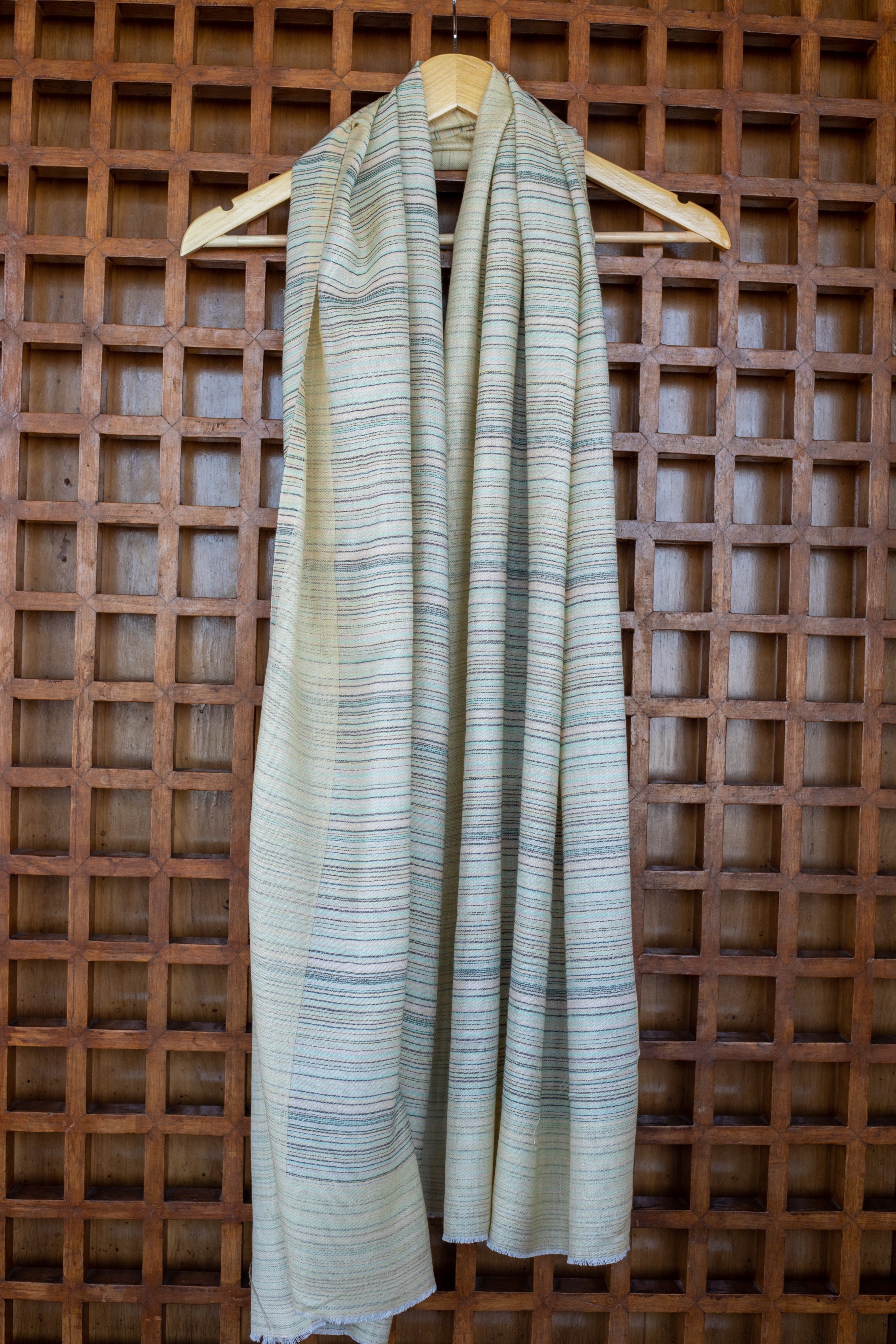 OMVAI Spring Summer Pastel Reversible Stripes Modal Silk Stole Caramel
